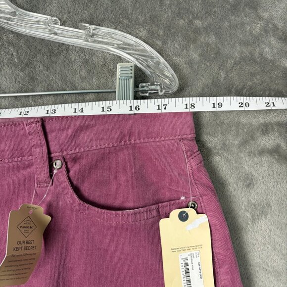 St. John's Bay Corduroy Midi Skirt Women's 16 Pink Slim Stretch Preppy Academia - Picture 5 of 10